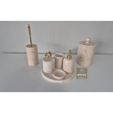 Abay Doğal Taş Bej Mermer 7 Parça Banyo Seti