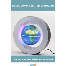 Letsii Mıknatıslı Ortada Dönen Dünya Küre 26 cm Modern Dekoratif Aksesuar