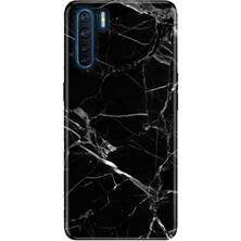 Nurdic Oppo A91 Uyumlu Kılıf Silikon Desenli Resimli Kapak Mermer Siyah