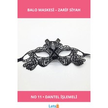 Letsii Şık Siyah Dantel Işlemeli Balo Maskesi 11 No
