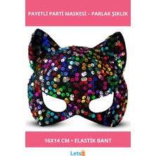 Letsii Siyah Kadife Payetli Şık Parti Maskesi 16X14 cm