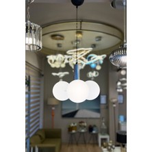 Minimal Globe Black & Silver TRİO BEYAZ Cam Avize