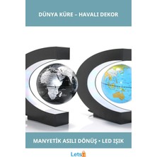 Letsii Manyetik Ledli Havada Asılı Dünya Küre Dekoratif Aksesuar