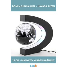Letsii Mıknatıslı Ortada Dönen Dünya Küre 25 cm Modern Dekoratif Öğesi