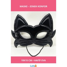 Letsii Siyah Renk Kumaş Malzemeden Imal Eva Kedi Maskesi 19X15 cm