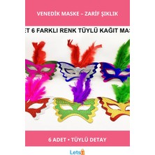 Letsii Tüylü Kağıt Venedik Balo After Maskesi 6 Adet