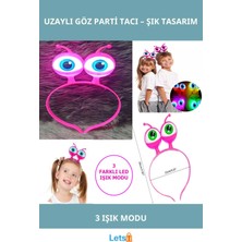 Letsii LED Işıklı Pilli Uzaylı Göz Parti Tacı Pembe Renk