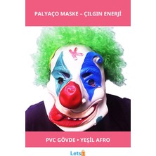 Letsii Yeşil Afro Peruklu Eğlenceli Palyaço Maskesi
