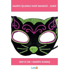 Letsii Siyah Kadife Işlemeli Kedi Maskesi 20X13 cm