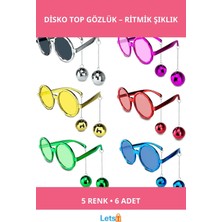 Letsii Eğlenceli Sallanan Disko Top Küpeli Gözlük 5 Renk 6 Adet