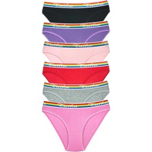 Venüs Shopping 6 Adet Beli Renkli Lastik Pamuklu Kadın Slip Tutku Külot