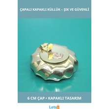 Letsii Vintage Pirinç Çapalı Kapaklı Küllük 6 cm