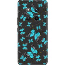 Nurdic Honor Magic 7 Lite Kılıf Renkli Silikon Baskılı Tpu Mavi Kelebek