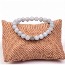 Taşmir Akuamarin Doğal Taş Bileklik 8 mm Yuvarlak Kesim