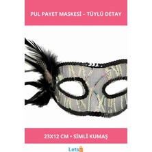 Letsii Siyah Yandan Tüylü Pul Payet Maskesi Parti Etkinlikleri Için