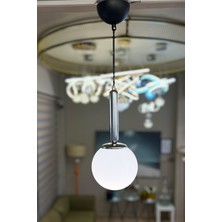 Minimal Globe Black & Silver Slim BEYAZ Cam Avize