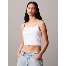 Calvin Klein Kadın Beyaz Kolsuz Bluz