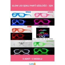Letsii Glow Model LED Işıklı Eğlenceli Parti Gözlüğü 5 Adet