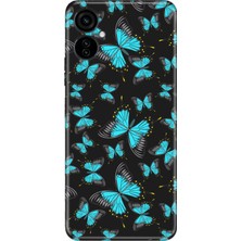 Nurdic Tecno Camon 19 Neo Kılıf 0.4mm Silikon Desenli Mavi Kelebek