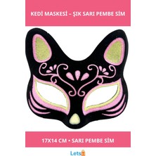Letsii Siyah Süet Sarı Pembe Simli Kedi Maskesi