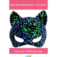 Letsii Siyah Kadife Mavi Yeşil Şık Parti Maskesi