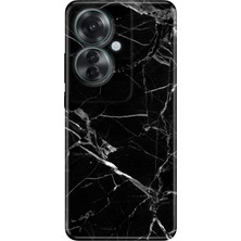 Nurdic Oppo Reno 11F Uyumlu Kılıf Resimli Baskılı Nano Silikon Mermer Siyah