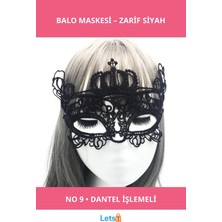 Letsii Şık Siyah Dantel Işlemeli Balo Maskesi 9 No
