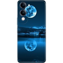 Nurdic Vivo Y04 Kılıf Renkli Silikon Baskılı Tpu Dolunay Deniz