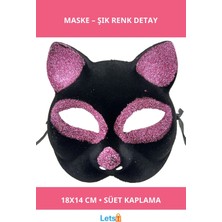Letsii Siyah Pembe Simli Yetişkin Kedi Maskesi