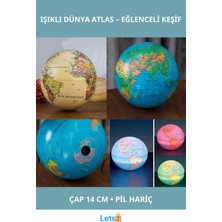 Letsii Işıklı Dünya Atlas 14 cm Dönme Özellikli Sert Plastik Dekoratif