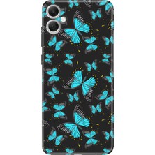 Nurdic Samsung Galaxy A07 Kılıf 6.7 Inc Renkli Silikon Baskılı Tpu Mavi Kelebek