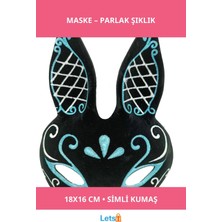 Letsii Siyah Mavi Beyaz Simli Tavşan Maskesi Kostüm Aksesuarı