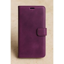 Nurdic Xiaomi Poco M4 Pro Kılıf Hakiki Deri Kapaklı Kartlıklı Tam Uyumlu Kalıp Standlı Mor