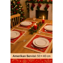 Yılbaşı Temalı Leke Tutmaz Duck Keten Amerikan Servisi