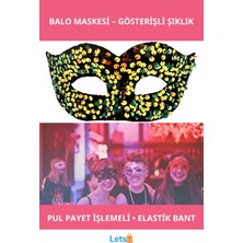 Letsii Mor Renk Pul Payet Işlemeli Arkadan Lastikli Balo Maskesi