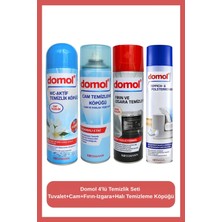 Domol 4'lü Temizlik Seti: Tuvalet+Cam+Fırın+Halı Temizleme Köpüğü
