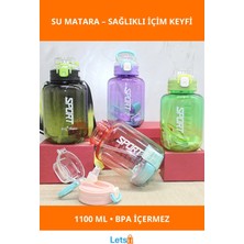 Letsii 1100 ml Pipetli Su Matarası Bpa Içermeyen Sağlıklı Aktif Yaşam Için