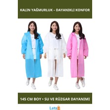 Letsii Kalın Yağmurluk Büyük Boy Su Geçirmez Unisex Sarı Beyaz Gül Kurusu