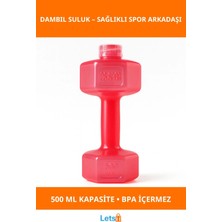 Letsii Kırmızı Dambıl Şeklinde 500 ml Kapasiteli Spor Suluk