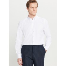 Altınyıldız Classics Tailored Fit Düğmeli Yaka Beyaz Erkek Gömlek ACE020261597_BYZ