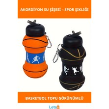 Letsii Basketbol Topu Tasarımlı Katlanabilir Akordiyon Su Şişesi