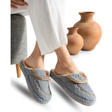 Sermoda Kadın Ev Terliği Hafif Tabanlı Sıcak Tutan Kışlık Kadın Ev Terliği Çeyiz Terliği Gri