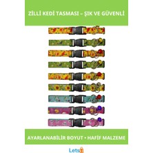 Letsii Desenli Zilli Ayarlanabilir Kedi Tasması