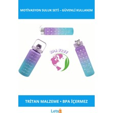Letsii Motivasyonel Su Matarası Seti 300ML, 750ML ve 2000ML Renkli Tritan
