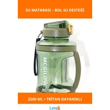 Letsii 2200ML Ergonomik Sızdırmaz Su Matarası Tritan