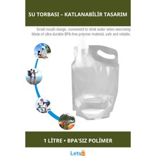 Letsii Katlanabilir Ultra Dayanıklı Bpa Içermeyen 1 Litre Plastik Kapaklı Su Torbası
