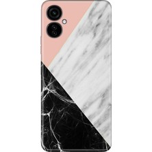 Nurdic Tecno Camon 19 Neo Kılıf 0.4mm Silikon Desenli Siyah Pembe Beyaz Mermer