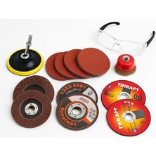 irişka Spiral Taşlama Cırt Zımpara Metal Kesme Diski Tel Fırça Seti 22 Parça