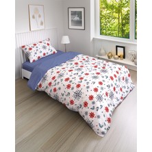 Mirvona Home Ranforce Deniz Esintisi Tek Kişilik Lastikli Çarşaflı Nevresim Takımı