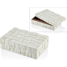 Lamedore La Medore Hasır Desen Buyuk Beyaz Kutu 30X20X8,5 cm